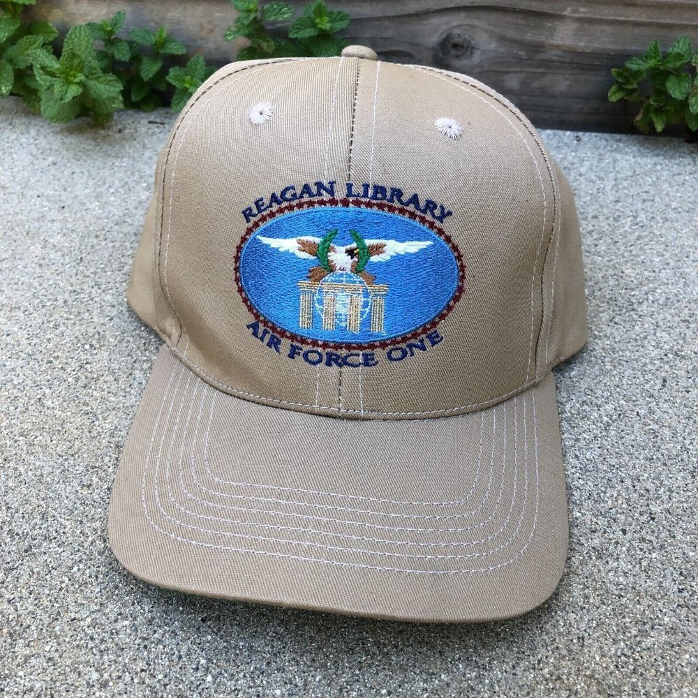 Vintage Ronald Reagan Library Air Force One Hat Mens Navy Command Caps Khaki Cap